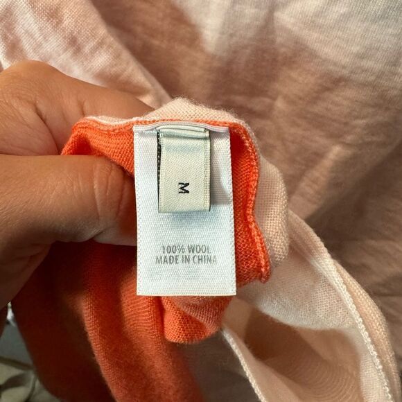 St. John Knits Womens Pink Orange Contrast Back Wool Vneck Sweater Size M - Picture 7 of 9